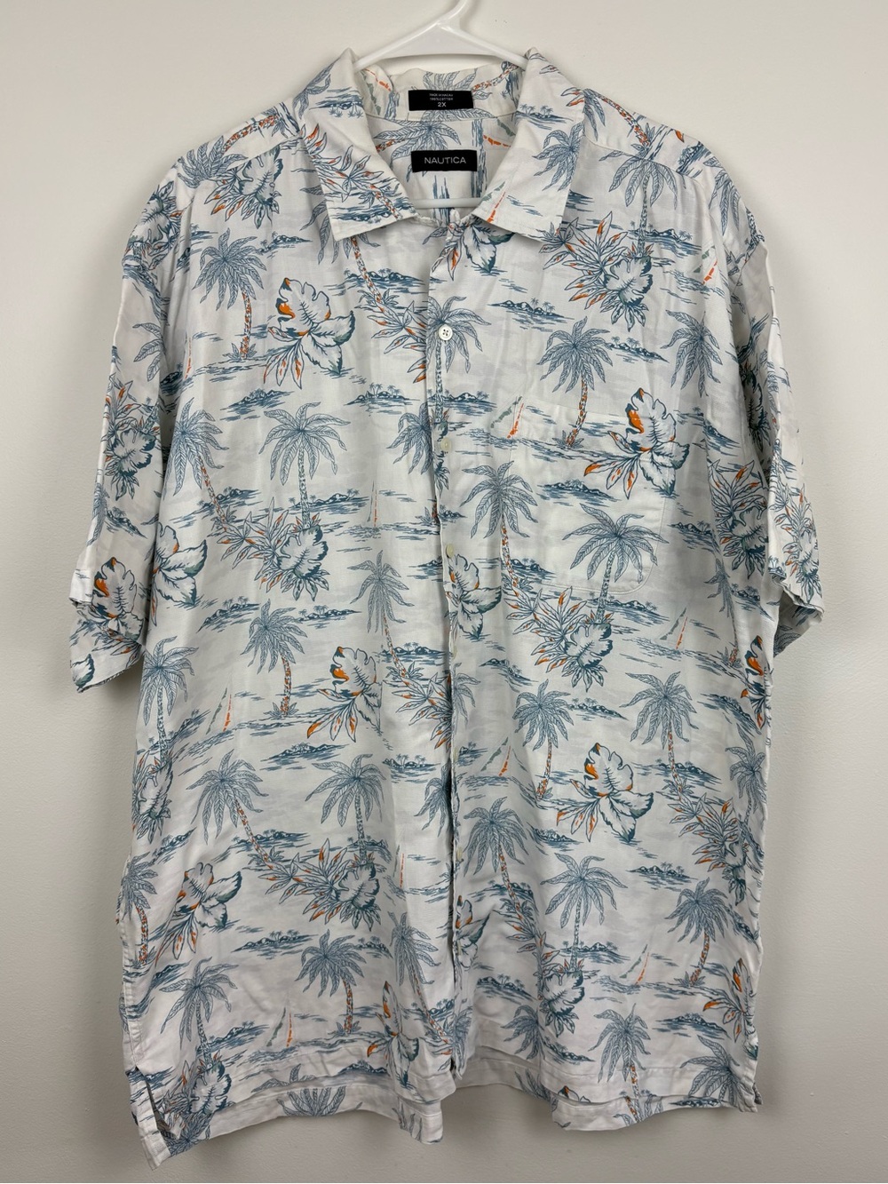 Nautica Men's Short Sleeved Button Up 2X Tropical 100% Cotton Resortwear Aloha - Picture 1 of 8